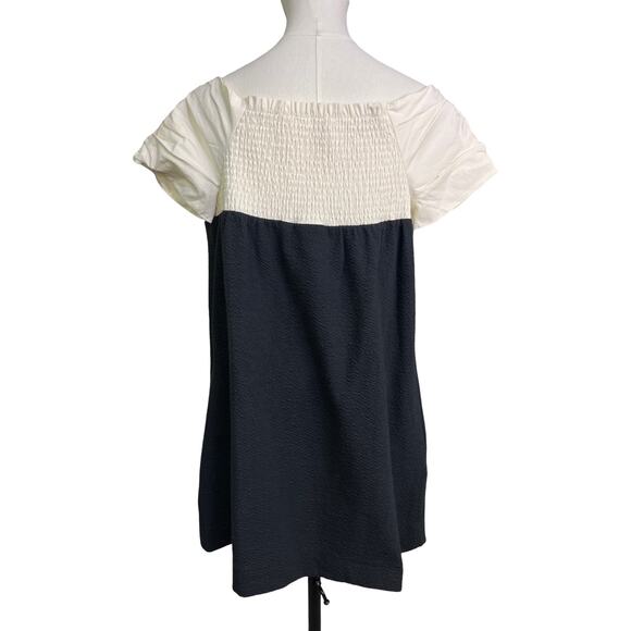 Maeve Anthropologie Bow Front Mini Dress Black White NWT Medium Petite - Picture 10 of 14